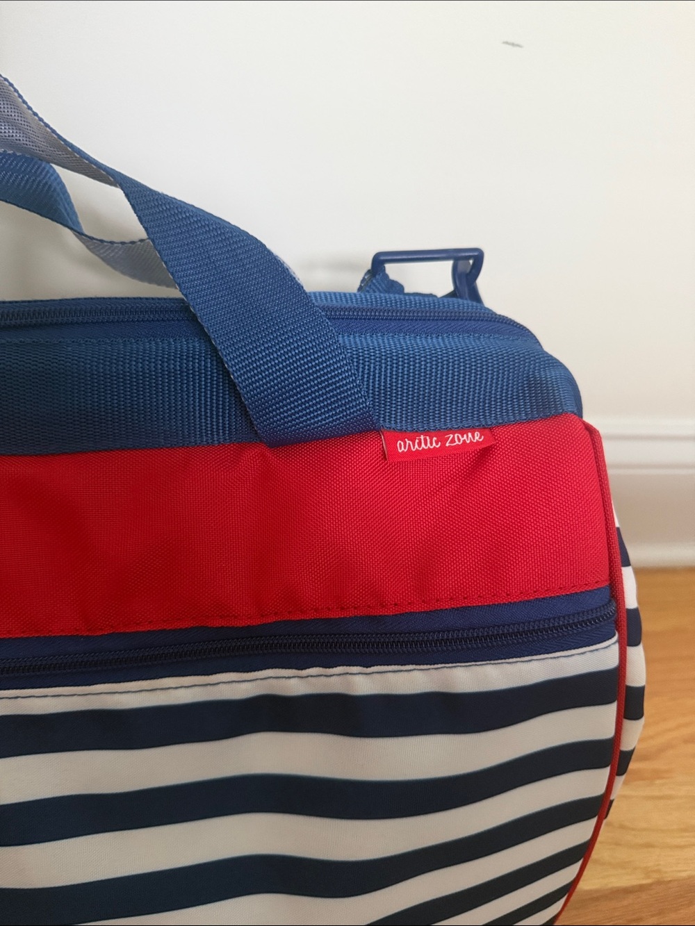 Arctic Zone 40 Can Picnic Cooler Insulated Tote Bag Navy Stripe - Picture 2 of 10